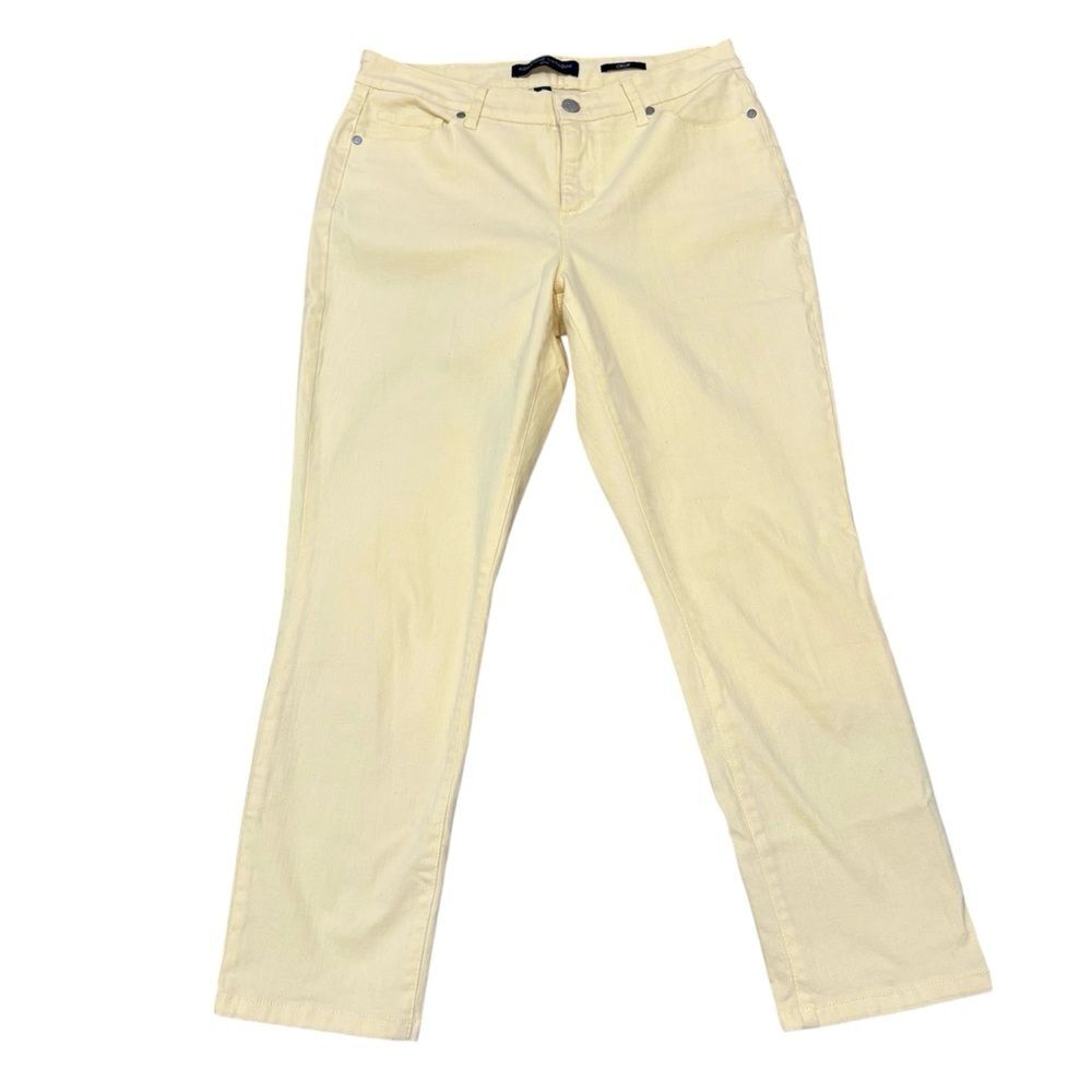 Adrienne Vittadini Butter Yellow Skinny Crop Jean Size 8